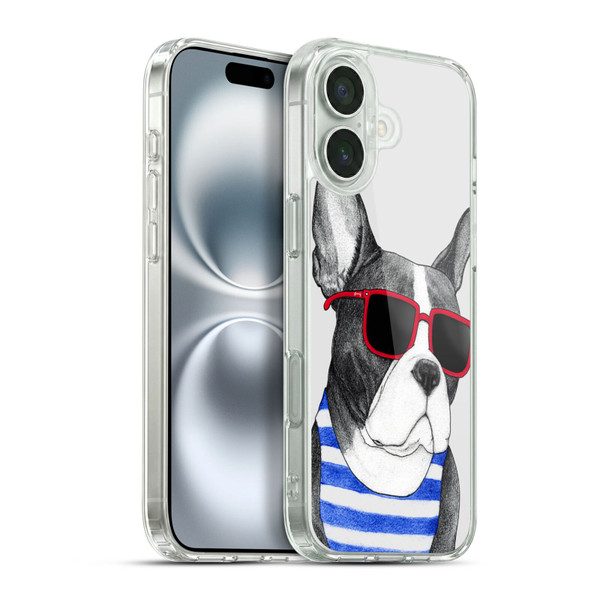Barruf Dogs Frenchie Summer Style Soft Gel Case for Apple iPhone 16 Plus & MagSafe