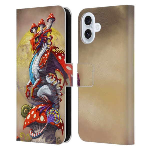 Stanley Morrison Dragons 3 Mushroom Garden Leather Book Wallet Case Cover For Apple iPhone 16 Plus