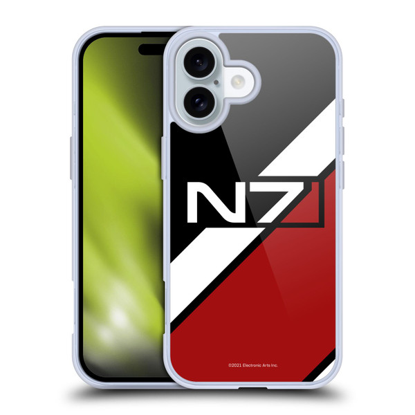EA Bioware Mass Effect Graphics N7 Logo Stripes Soft Gel Case for Apple iPhone 16 & MagSafe
