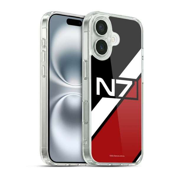 EA Bioware Mass Effect Graphics N7 Logo Stripes Soft Gel Case for Apple iPhone 16 & MagSafe