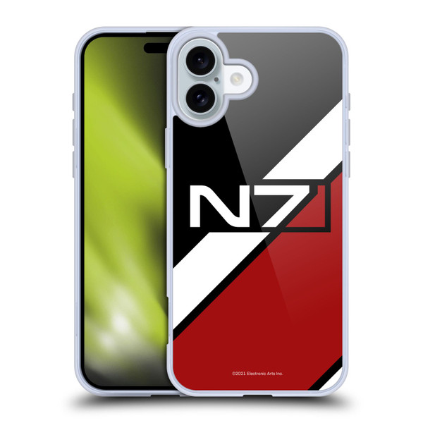 EA Bioware Mass Effect Graphics N7 Logo Stripes Soft Gel Case for Apple iPhone 16 Plus & MagSafe