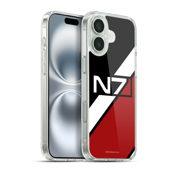 EA Bioware Mass Effect Graphics N7 Logo Stripes Soft Gel Case for Apple iPhone 16 Plus & MagSafe
