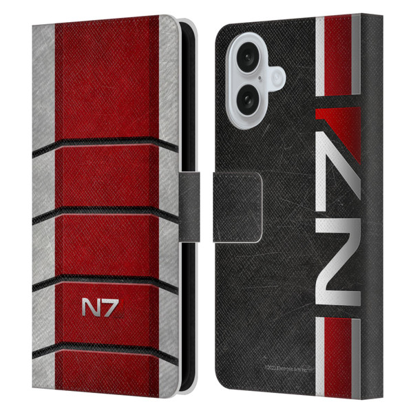 EA Bioware Mass Effect Graphics N7 Logo Armor Leather Book Wallet Case Cover For Apple iPhone 16