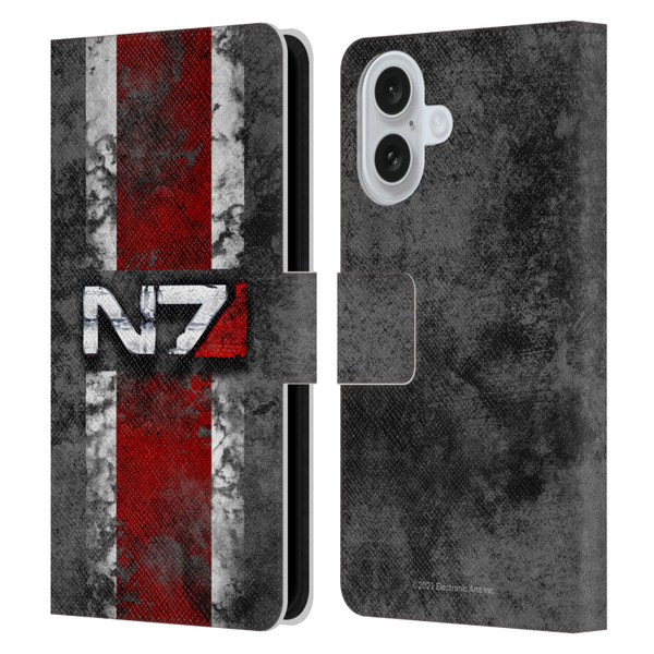 EA Bioware Mass Effect Graphics N7 Logo Distressed Leather Book Wallet Case Cover For Apple iPhone 16