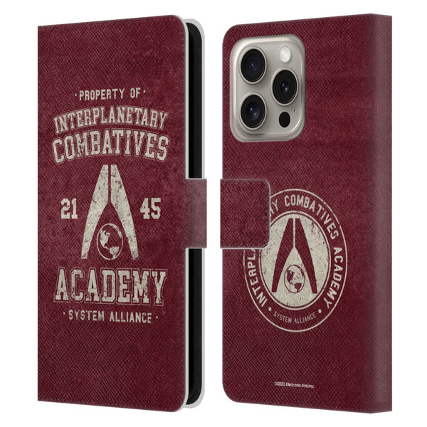 EA Bioware Mass Effect 3 Badges And Logos Interplanetary Combatives Leather Book Wallet Case Cover For Apple iPhone 16 Pro