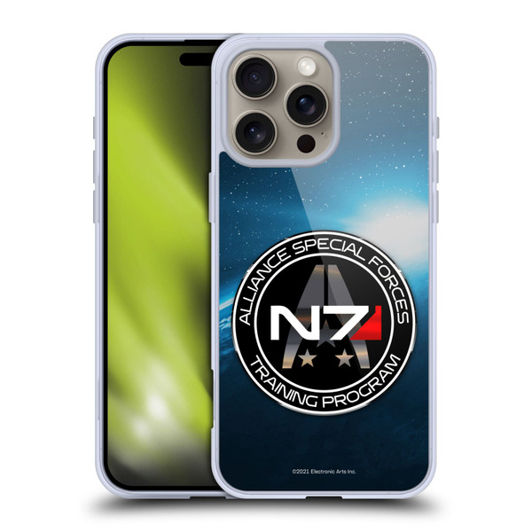 EA Bioware Mass Effect 3 Badges And Logos N7 Training Program Soft Gel Case for Apple iPhone 16 Pro Max