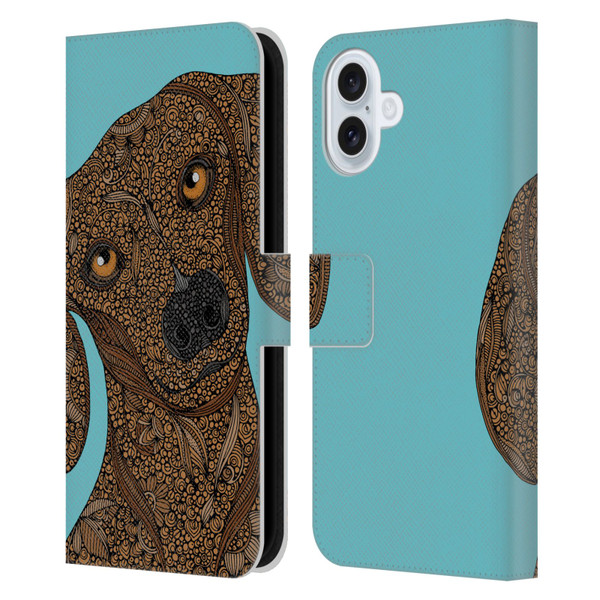 Valentina Dogs Dachshund Leather Book Wallet Case Cover For Apple iPhone 16 Plus