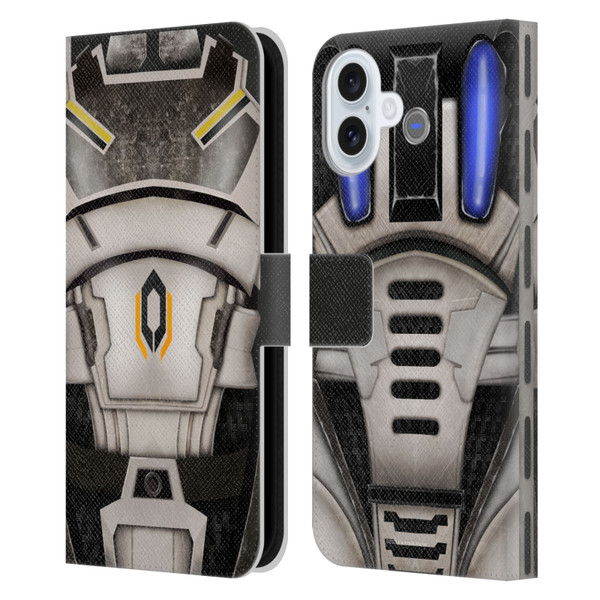 EA Bioware Mass Effect Armor Collection Cerberus Leather Book Wallet Case Cover For Apple iPhone 16 Plus