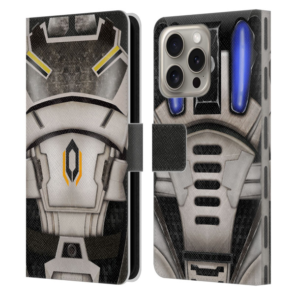 EA Bioware Mass Effect Armor Collection Cerberus Leather Book Wallet Case Cover For Apple iPhone 16 Pro
