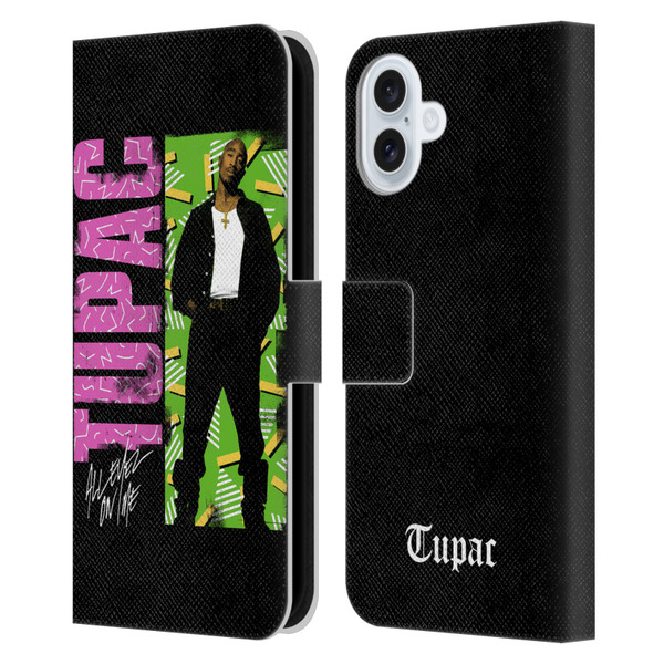 Tupac Shakur Key Art Distressed Look Leather Book Wallet Case Cover For Apple iPhone 16 Plus