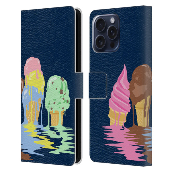 Rachel Caldwell Illustrations Ice Cream River Leather Book Wallet Case Cover For Apple iPhone 16 Pro Max
