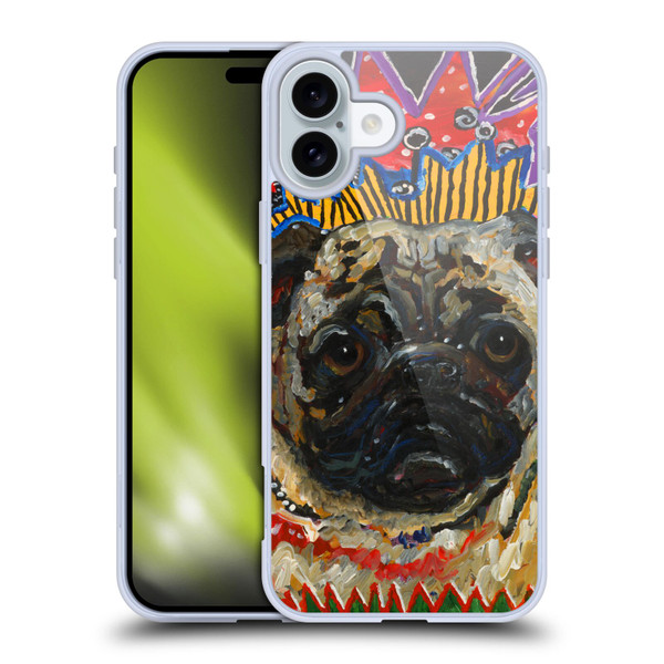 Mad Dog Art Gallery Dogs Pug Soft Gel Case for Apple iPhone 16 Plus