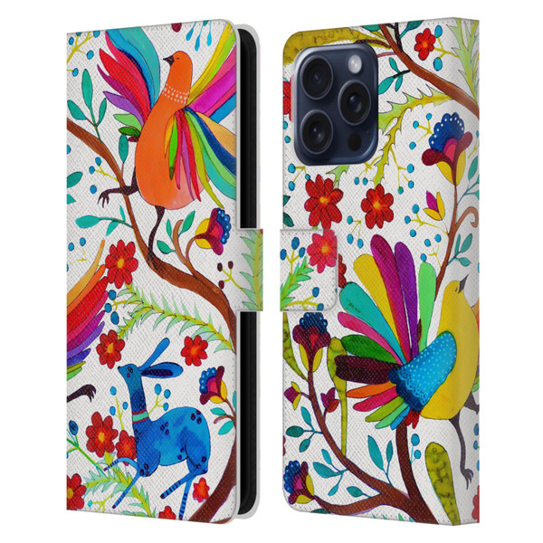 Sylvie Demers Floral Rainbow Wings Leather Book Wallet Case Cover For Apple iPhone 16 Pro Max