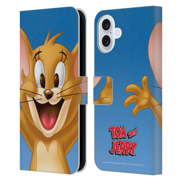 Tom and Jerry Full Face Jerry Leather Book Wallet Case Cover For Apple iPhone 16 Plus