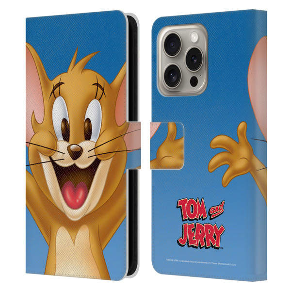 Tom and Jerry Full Face Jerry Leather Book Wallet Case Cover For Apple iPhone 16 Pro