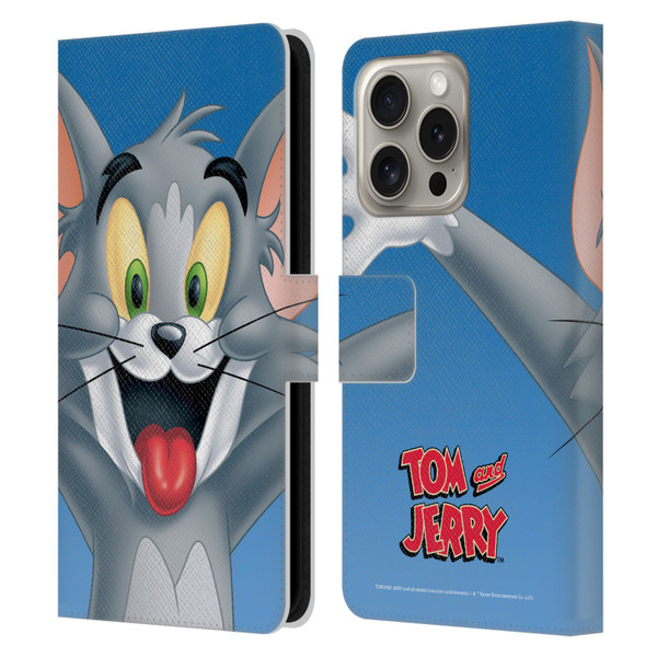 Tom and Jerry Full Face Tom Leather Book Wallet Case Cover For Apple iPhone 16 Pro