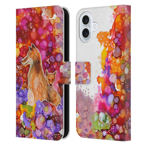 Sylvie Demers Nature Mother Fox Leather Book Wallet Case Cover For Apple iPhone 16 Plus