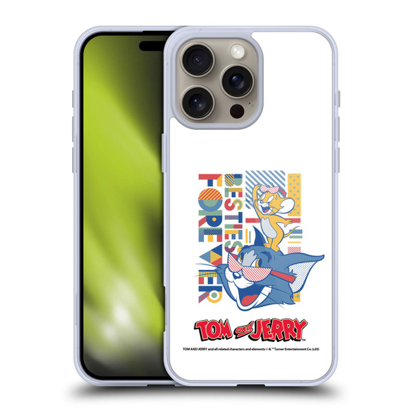 Tom and Jerry Color Blocks Besties Forever Soft Gel Case for Apple iPhone 16 Pro Max