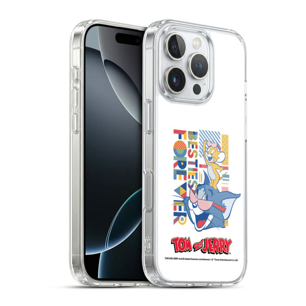Tom and Jerry Color Blocks Besties Forever Soft Gel Case for Apple iPhone 16 Pro & MagSafe