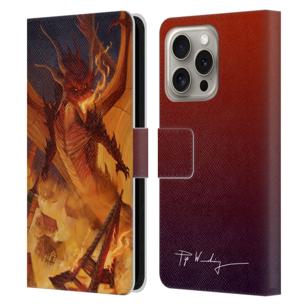 Piya Wannachaiwong Dragons Of Fire Dragonfire Leather Book Wallet Case Cover For Apple iPhone 16 Pro