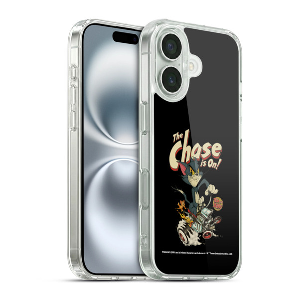 Tom and Jerry Typography Art The Chase Is On Soft Gel Case for Apple iPhone 16 & MagSafe