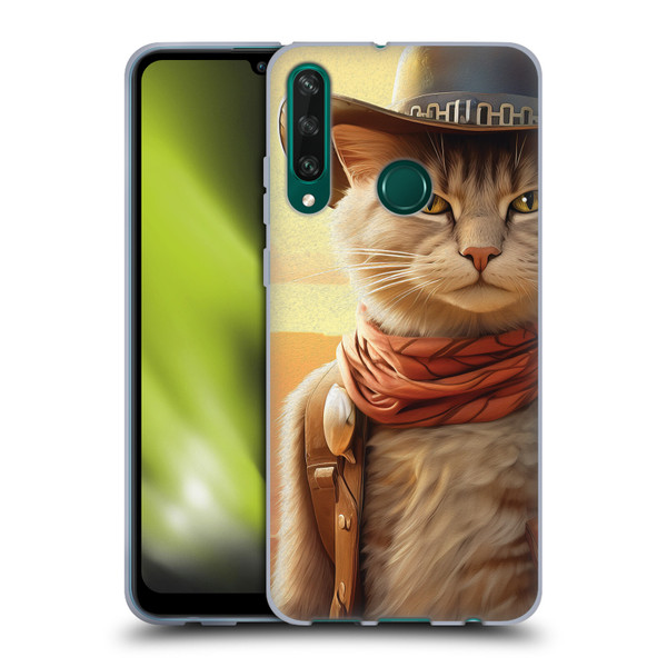 Michael David Ward Animals Kitty Cowboy Soft Gel Case for Huawei Y6p