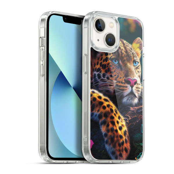 Michael David Ward Animals Reclining Leopard Soft Gel Case for Apple iPhone 13
