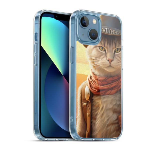 Michael David Ward Animals Kitty Cowboy Soft Gel Case for Apple iPhone 13 Mini & MagSafe