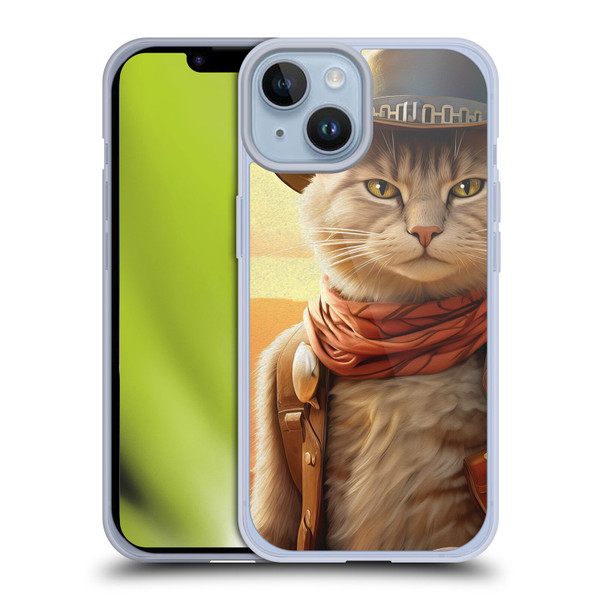 Michael David Ward Animals Kitty Cowboy Soft Gel Case for Apple iPhone 14