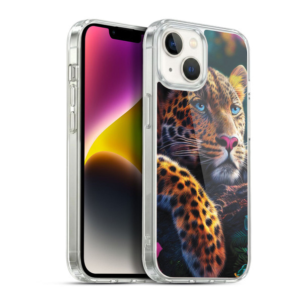 Michael David Ward Animals Reclining Leopard Soft Gel Case for Apple iPhone 14