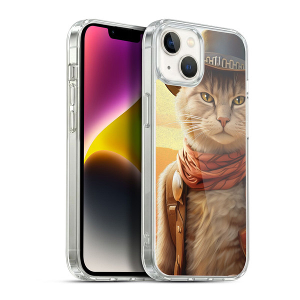 Michael David Ward Animals Kitty Cowboy Soft Gel Case for Apple iPhone 14 Plus & MagSafe