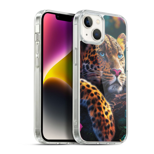 Michael David Ward Animals Reclining Leopard Soft Gel Case for Apple iPhone 14 Plus & MagSafe