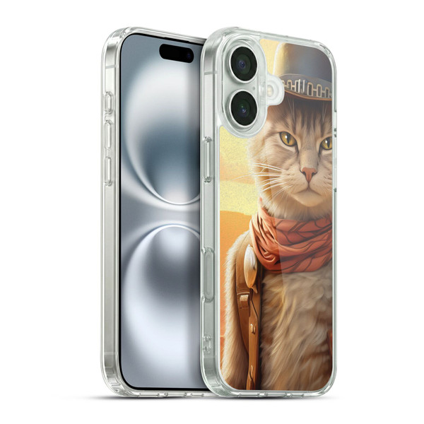 Michael David Ward Animals Kitty Cowboy Soft Gel Case for Apple iPhone 16 Plus & MagSafe