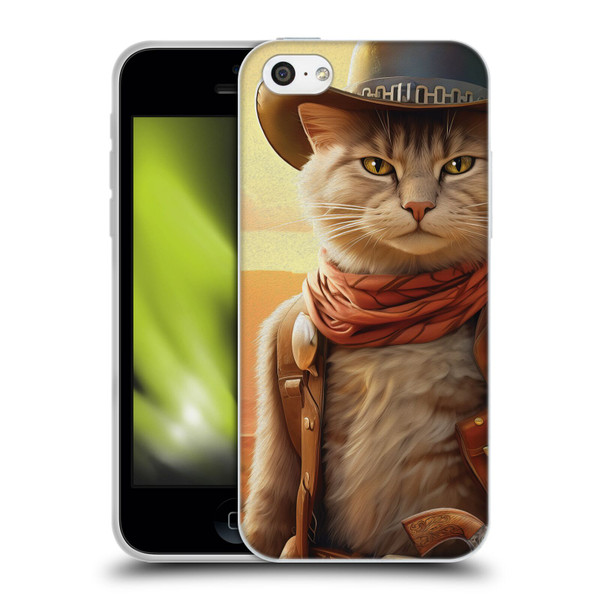 Michael David Ward Animals Kitty Cowboy Soft Gel Case for Apple iPhone 5c