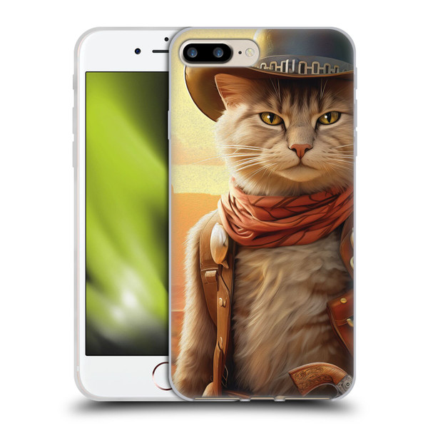 Michael David Ward Animals Kitty Cowboy Soft Gel Case for Apple iPhone 7 Plus / iPhone 8 Plus