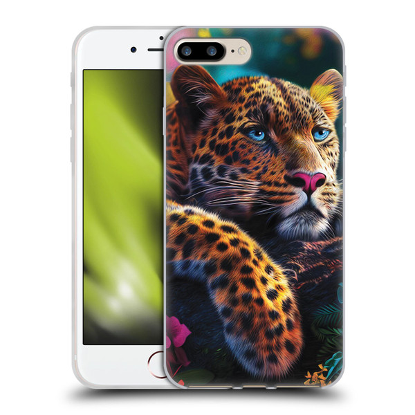 Michael David Ward Animals Reclining Leopard Soft Gel Case for Apple iPhone 7 Plus / iPhone 8 Plus