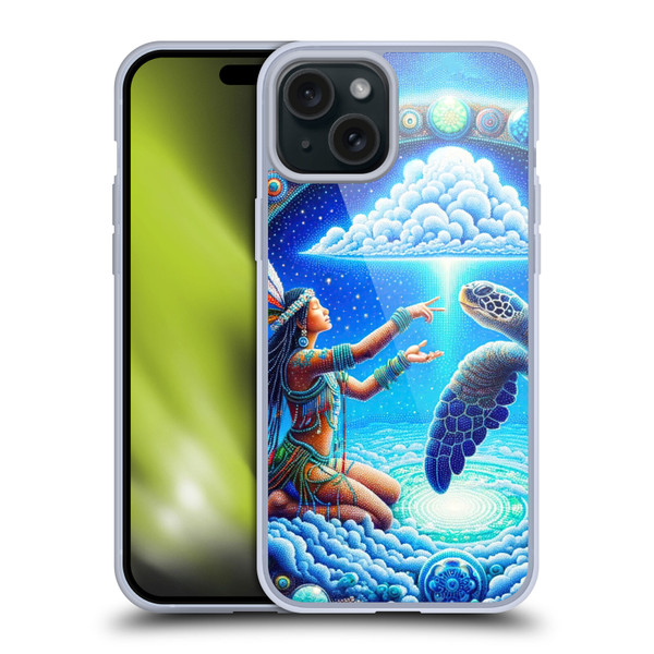Shambhala Light Visionary Art Celestial Graphics Terrapin Traveler Soft Gel Case for Apple iPhone 15 Plus