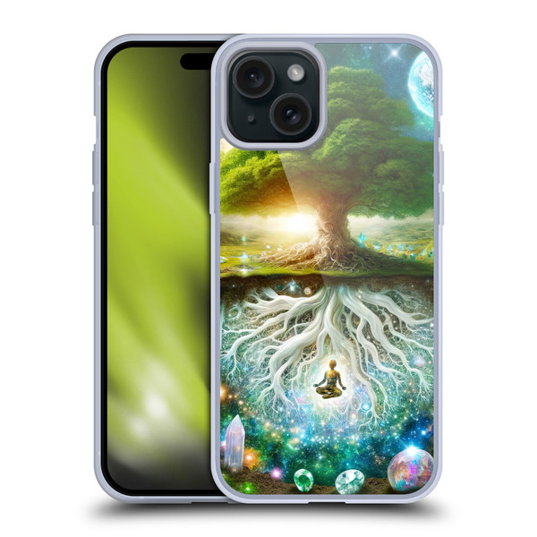 Shambhala Light Visionary Art Celestial Graphics Tree Of Life Soft Gel Case for Apple iPhone 15 Plus