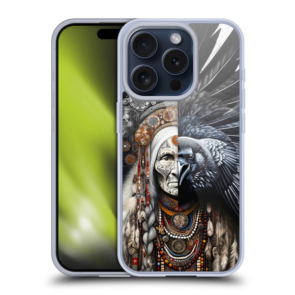 Shambhala Light Visionary Art Celestial Graphics Ravens-Face Soft Gel Case for Apple iPhone 15 Pro