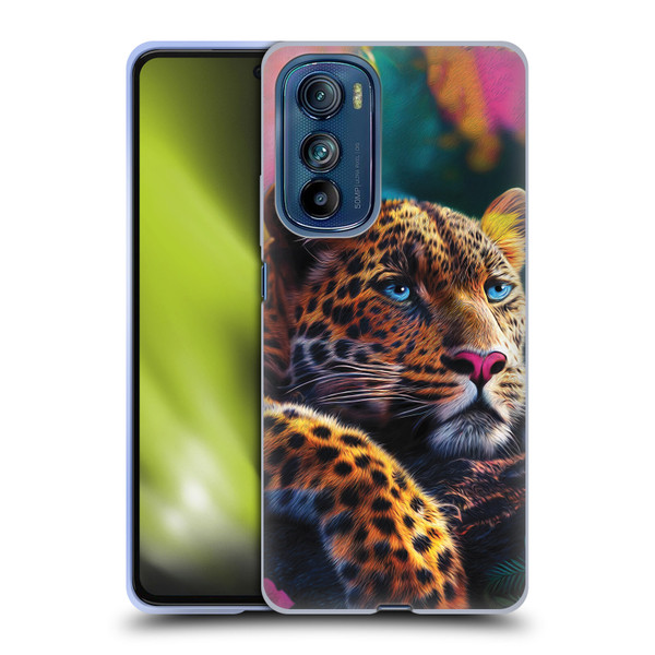 Michael David Ward Animals Reclining Leopard Soft Gel Case for Motorola Edge 30
