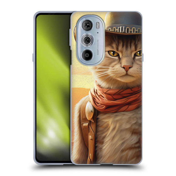Michael David Ward Animals Kitty Cowboy Soft Gel Case for Motorola Edge X30