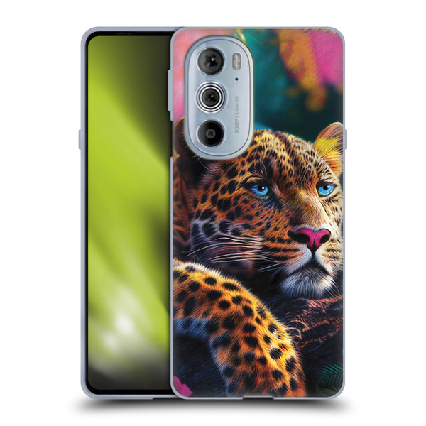 Michael David Ward Animals Reclining Leopard Soft Gel Case for Motorola Edge X30