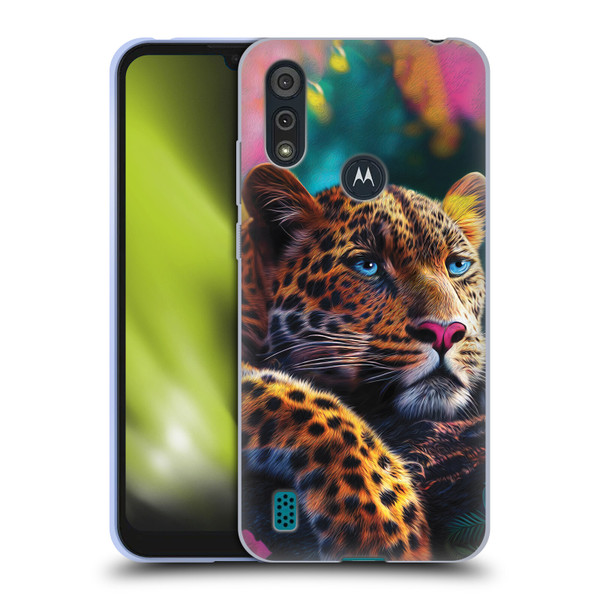 Michael David Ward Animals Reclining Leopard Soft Gel Case for Motorola Moto E6s (2020)