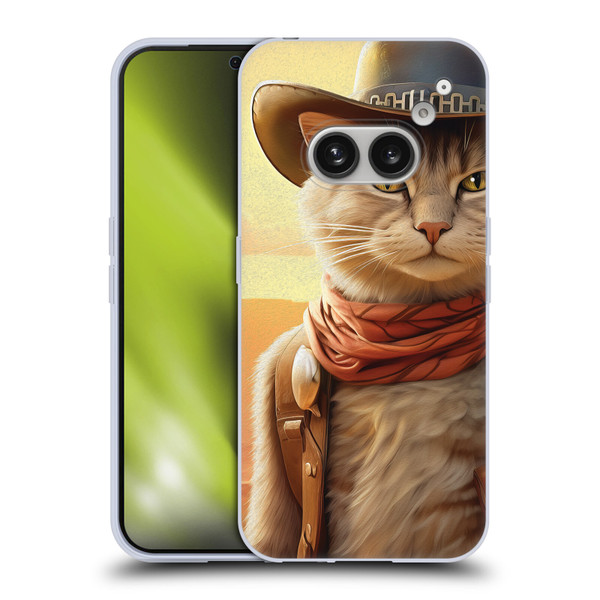 Michael David Ward Animals Kitty Cowboy Soft Gel Case for Nothing Phone (2a)