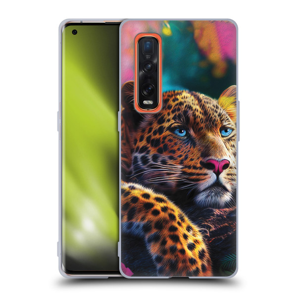 Michael David Ward Animals Reclining Leopard Soft Gel Case for OPPO Find X2 Pro 5G