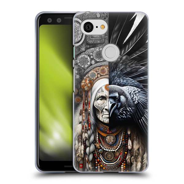 Shambhala Light Visionary Art Celestial Graphics Ravens-Face Soft Gel Case for Google Pixel 3