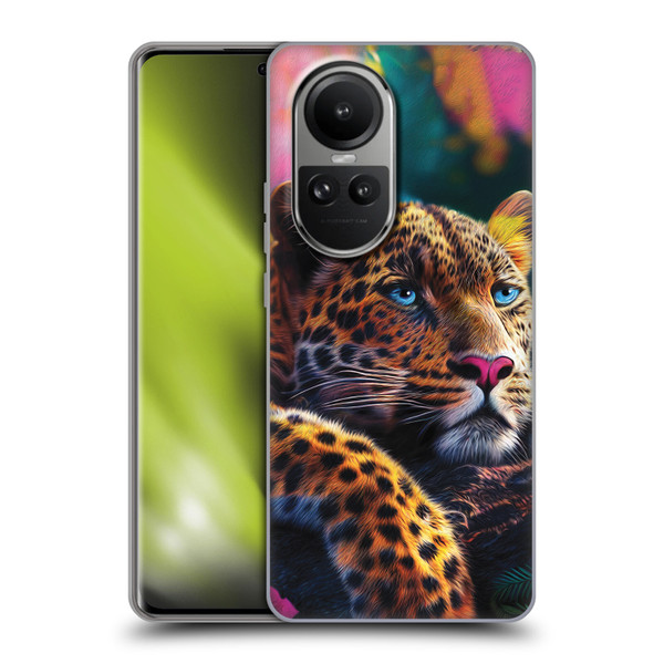 Michael David Ward Animals Reclining Leopard Soft Gel Case for OPPO Reno10 5G / Reno10 Pro 5G