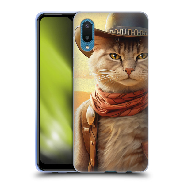Michael David Ward Animals Kitty Cowboy Soft Gel Case for Samsung Galaxy A02/M02 (2021)