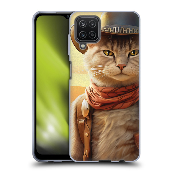 Michael David Ward Animals Kitty Cowboy Soft Gel Case for Samsung Galaxy A12 (2020)