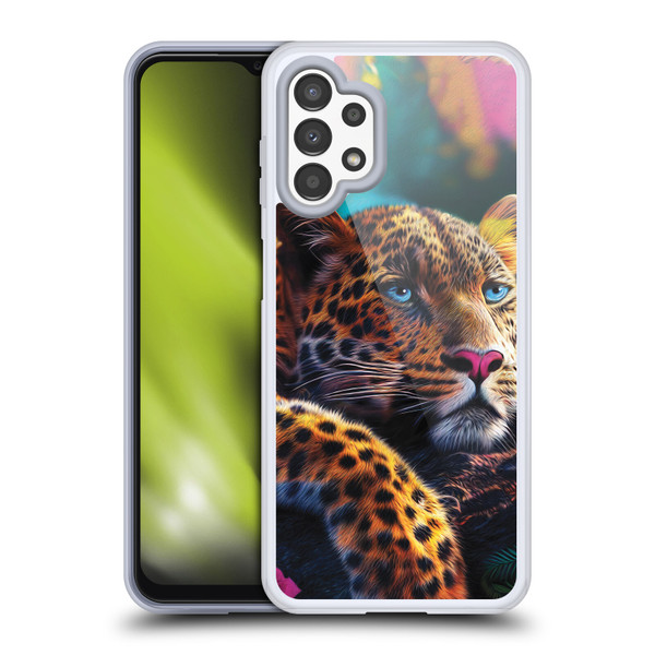 Michael David Ward Animals Reclining Leopard Soft Gel Case for Samsung Galaxy A13 (2022)